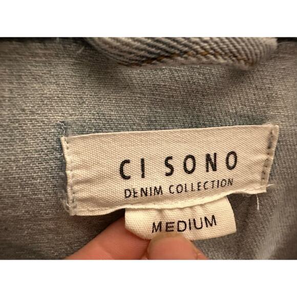 Ci Sono | Medium Denim Jacket Light Wash Button Front Collared Urban Outfitters - Picture 3 of 5
